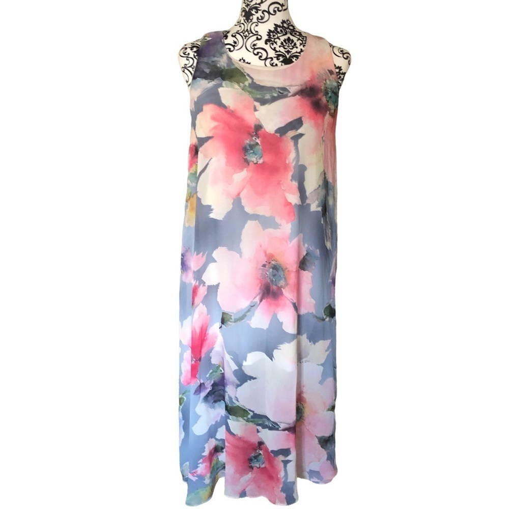 Vast Collection Floral Vintage Loose Sleeveless Midi Dress